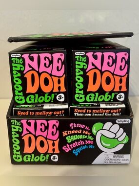 Schylling NeeDoh Groovy Glob Tactile Squeeze Toy Set of 12 + Display Case